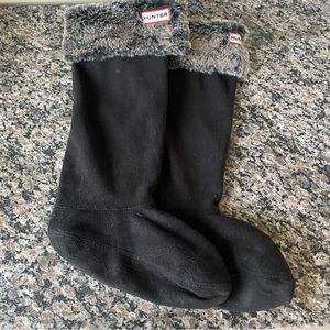 Hunter Grizzly Cuff Fleece Faux Fur Welly Socks